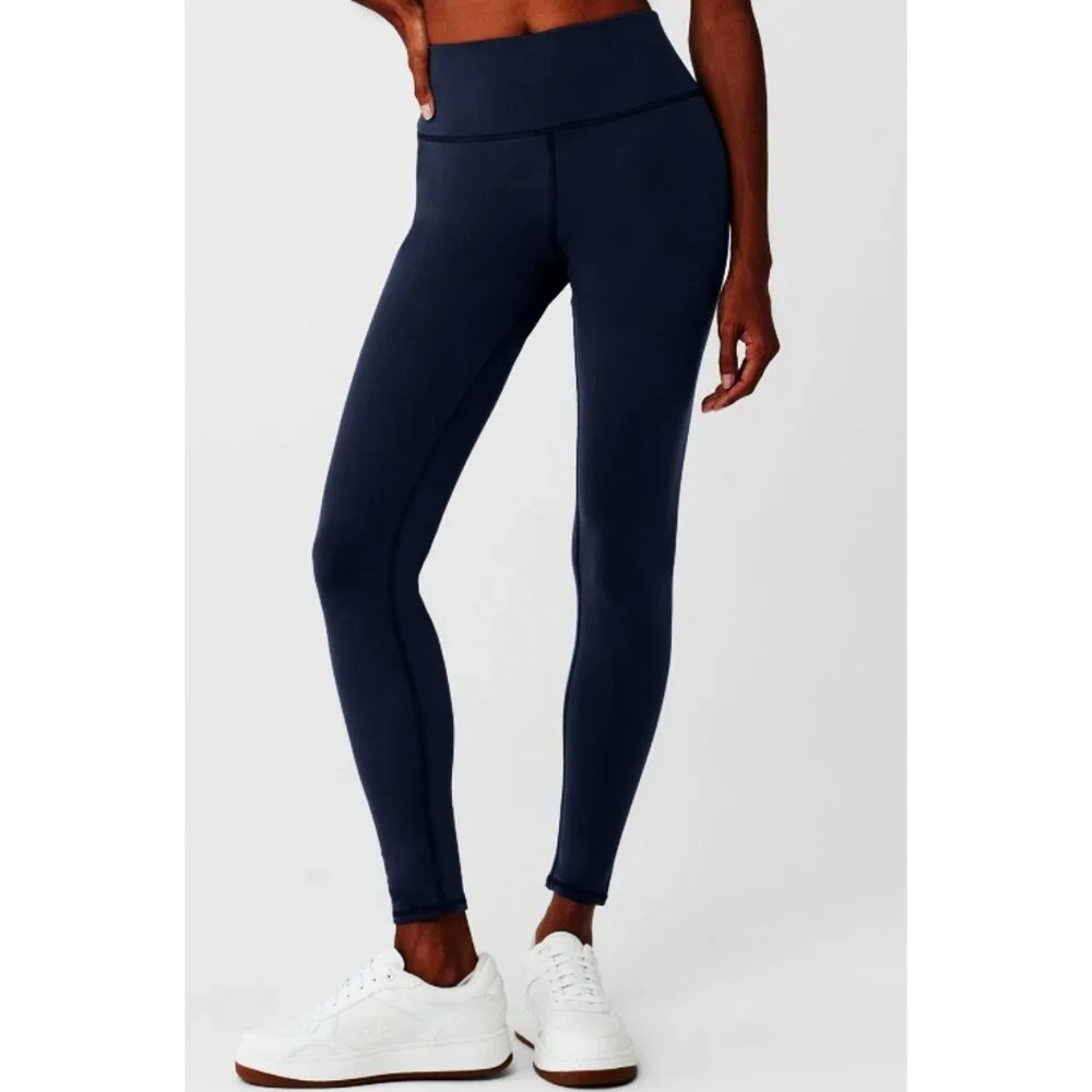 Alo Airbrush Winter Warm High-Waist Nocturne Legging Navy Brushed Fleece Hi-Rise